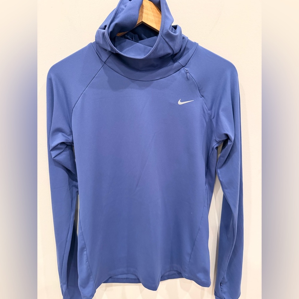 Nike Dri-FIT Running Pullover Funnel Neck Hoodie Blue‎ Women’s Small